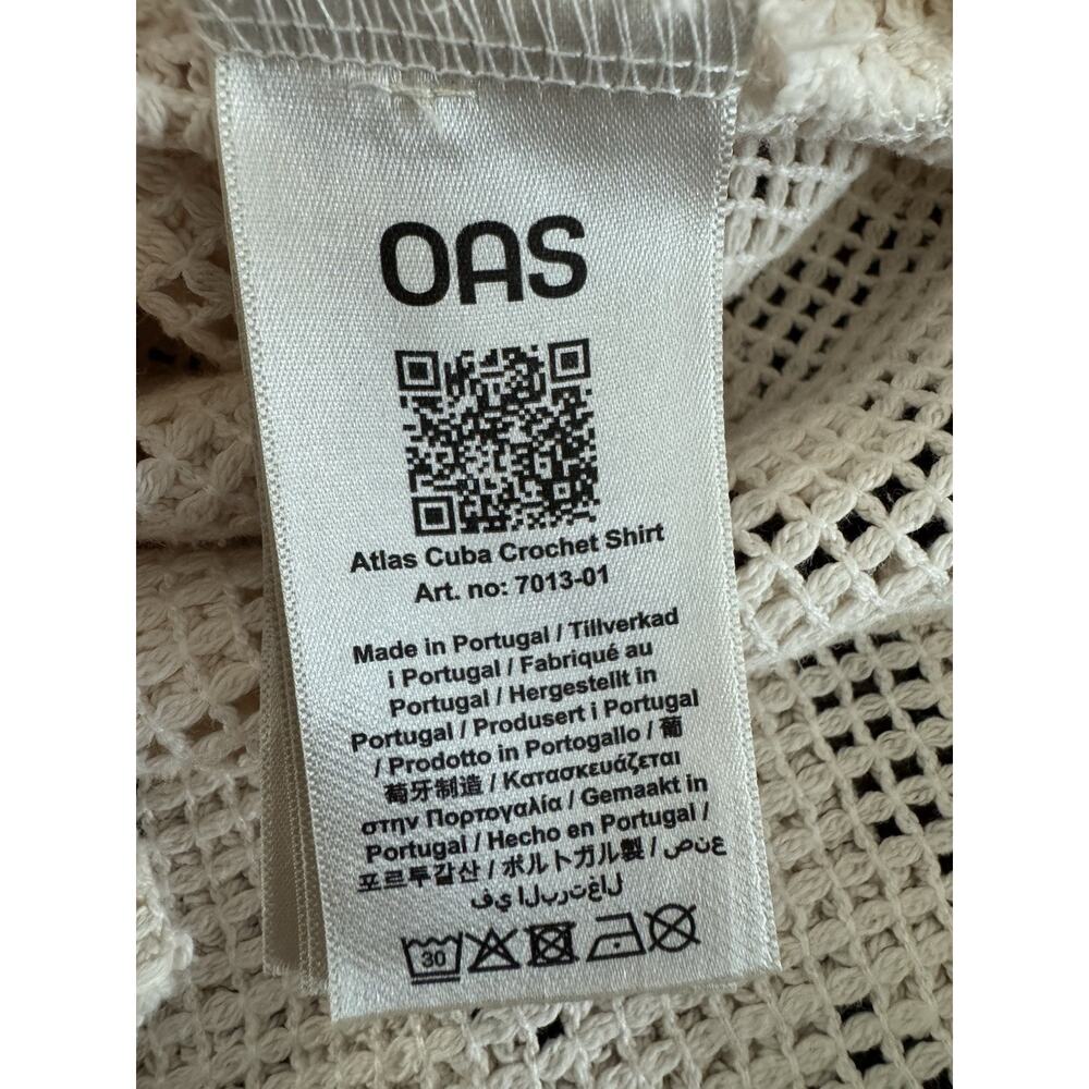 OAS Atlas Cuba Crochet Shirt Shorts Set XS Cream Resort Cabana Beach Camp Unisex - Picture 13 of 13